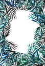 Tropical leaves horizontal banner with tropical palm leaves