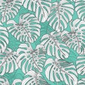 Tropical leaves, jungle leaves seamless vector floral pattern background Royalty Free Stock Photo