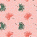 Tropical leaves on pastel shade seamless pattern