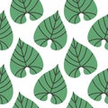 Tropical leaves pattern, jungle leaves seamless vector floral pattern. For textile. Summer background in pastel color Royalty Free Stock Photo