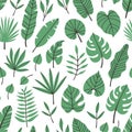 Tropical leaves pattern, jungle leaves seamless vector floral pattern. For textile. Summer background in pastel color Royalty Free Stock Photo