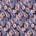 Tropical leaves seamless pattern in simple flat style Royalty Free Stock Photo