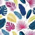 Tropical leaves seamless pattern Royalty Free Stock Photo