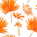 Tropical leaves. seamless watercolor background.