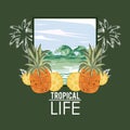 Tropical life and beach summer card