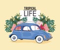 Tropical life and beach summer card