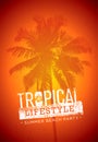 Tropical Lifestyle Summer Beach Party. Creative Vector Poster Concept. Palm Tree On Distressed Background illustration Royalty Free Stock Photo