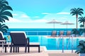 tropical luxury resort hotel beach swimming pool and poolside seating area summer vacation concept seaside background Royalty Free Stock Photo