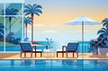 tropical luxury resort hotel beach swimming pool and poolside seating area summer vacation concept Royalty Free Stock Photo