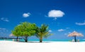 tropical Maldives island with white sandy beach Royalty Free Stock Photo