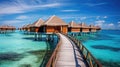 tropical maldivian overwater bungalows Royalty Free Stock Photo