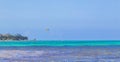 Tropical mexican beach panorama Punta Esmeralda Playa del Carmen Mexico Royalty Free Stock Photo