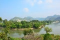 Tropical of mountain forest tree river natural landscape on blue sky background Royalty Free Stock Photo