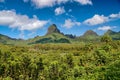 Tropical mountains landscape in the island of Moorea, French Polynesia. Royalty Free Stock Photo