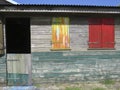 Tropical multicolor windows. Caribbean house. Royalty Free Stock Photo