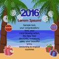 Tropical New Year background for text with palm trees