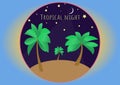 Tropical night illustration in circle