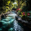 Tropical Oasis: Immerse Yourself in Refreshing Waterfalls, Vibrant Orchids in Bloom