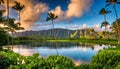 Tropical Oasis: Serene Lake and Palms in Hawaii