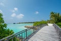 Tropical ocean lagoon view from the bridge at Maldives Royalty Free Stock Photo