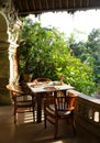 Tropical outdoor dining patio