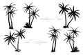 Tropical palm black silhouettes set Royalty Free Stock Photo