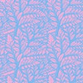 Tropical palm or fern leaves seamless pattern