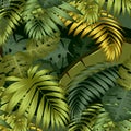 Tropical palm leaf. Seamless leaves pattern background Royalty Free Stock Photo