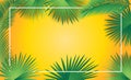 Tropical palm leafs frame Sukkot Rosh Hashanah Honey color wallpaper Green palm leaves frame, place for text template