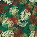 Tropical palm leaves foliage patchwork grunge wallpaper