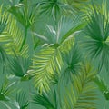 Tropical Palm Leaves, Jungle Leaves Seamless Floral Pattern Background Royalty Free Stock Photo