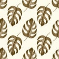 Tropical palm leaves monstera, jungle leaf seamless vector floral pattern background Royalty Free Stock Photo