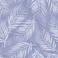 Tropical palm leaves seamless pattern in blue colors. Abstract dotted leaf luxury silhouette background. Halftone palm leaves Royalty Free Stock Photo