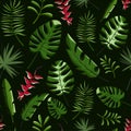 Tropical palm leaves seamless pattern