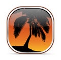 Tropical palm tree button Royalty Free Stock Photo