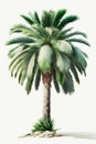 Tropical palm tree with green branch isolated on white background Royalty Free Stock Photo