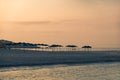 Tropical palm tree, summer sunset. relax water