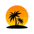 Palm trees and sunset. Vector illustration Royalty Free Stock Photo