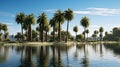 tropical palm trees lake Royalty Free Stock Photo