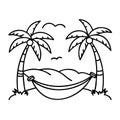 Tropical Palm Trees with Relaxing Hammock Beach Vector Illustration