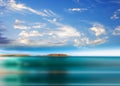 Tropical seascape blure green sea water and white clouds on sky nature landscape