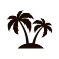 Tropical palm trees. Silhouette of palm trees on the island. Palm tree icon. Vector illustration Royalty Free Stock Photo