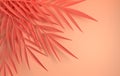 Tropical paper palm leaves frame. Summer tropical leaf. Origami exotic hawaiian jungle foliage, summertime background. Paper cut. Royalty Free Stock Photo