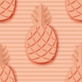 Tropical paper pineapple. Summer exotic jungle fruit pattern