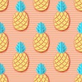 Tropical paper pineapple. Summer exotic jungle fruit pattern