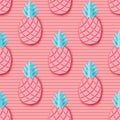 Tropical paper pineapple. Summer exotic jungle fruit pattern