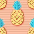 Tropical paper pineapple. Summer exotic jungle fruit seamless pa