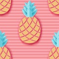 Tropical paper pineapple. Summer exotic jungle fruit seamless pattern