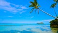 Tropical paradise beach with white sand and coco palms travel tourism wide panorama background concept in hawai 2019 Royalty Free Stock Photo