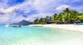 tropical paradise. Best beaches of Mauritius island, luxury resorts of Le Morne Royalty Free Stock Photo